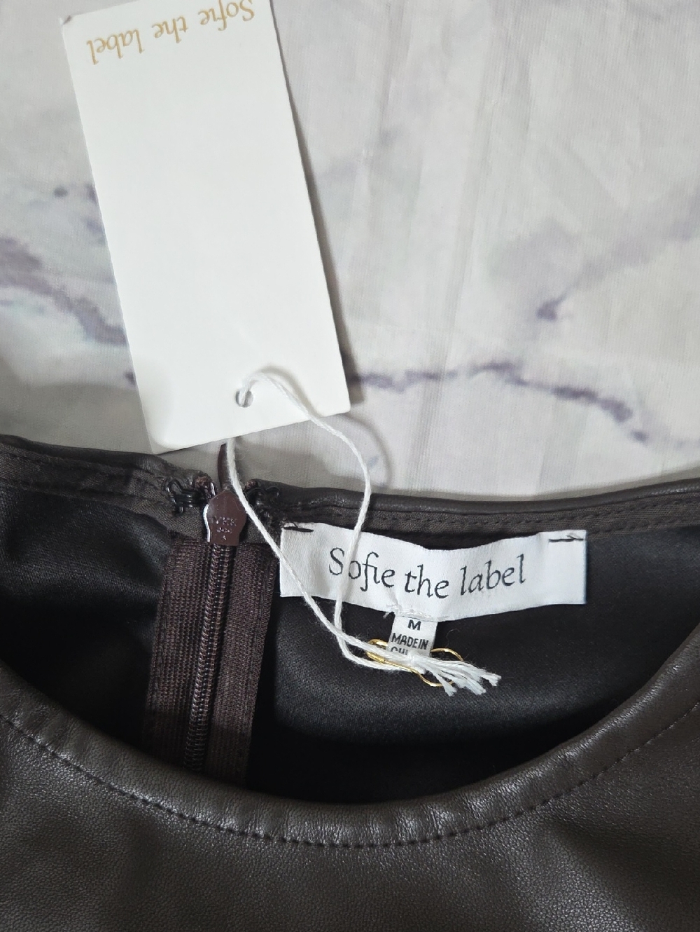Sofie The Label Brown Faux Leather Dress - Picture 2 of 7